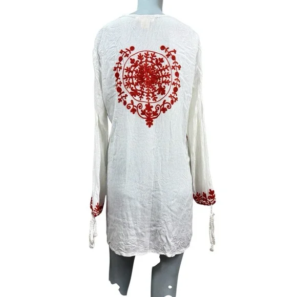 Women's Lucky & Coco‎ Orange Embroidered White Long Sleeve Top - Picture 4 of 9